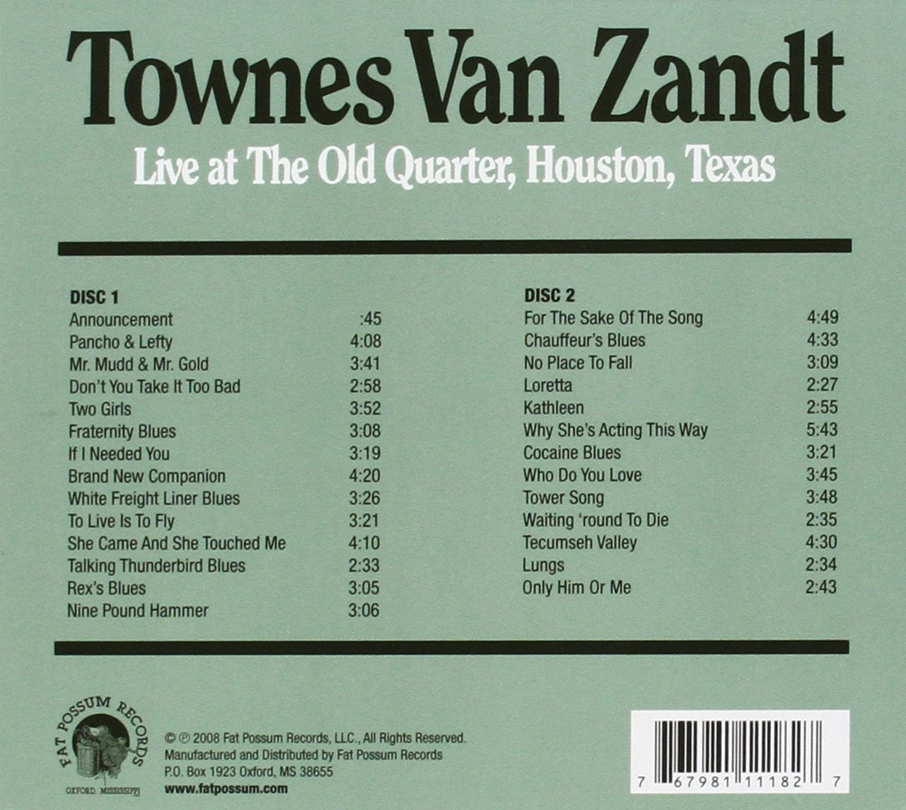 Townes Van Zandt - Live at the Old Quarter, Houston, Texas