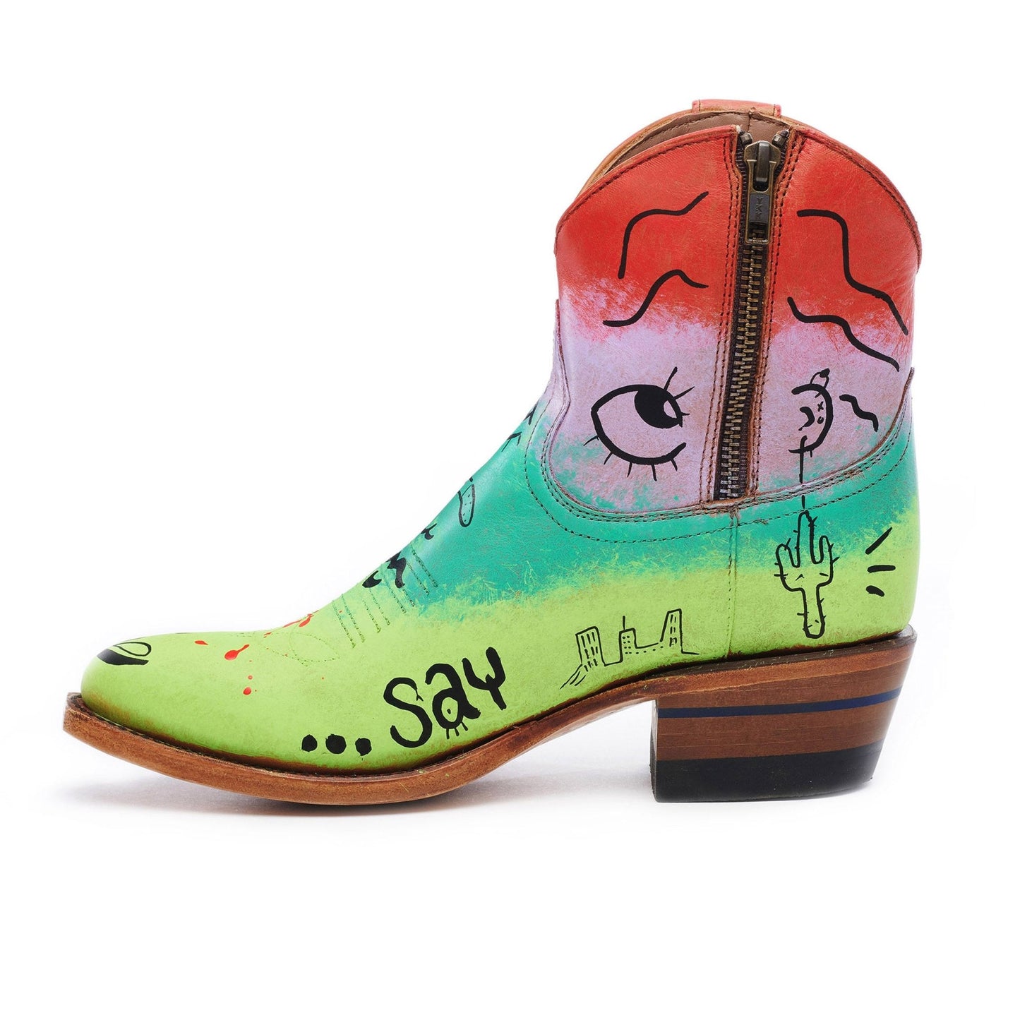 Artist Series - Jennay Say Qua - Alvies, Hand Painted Rainey Boot