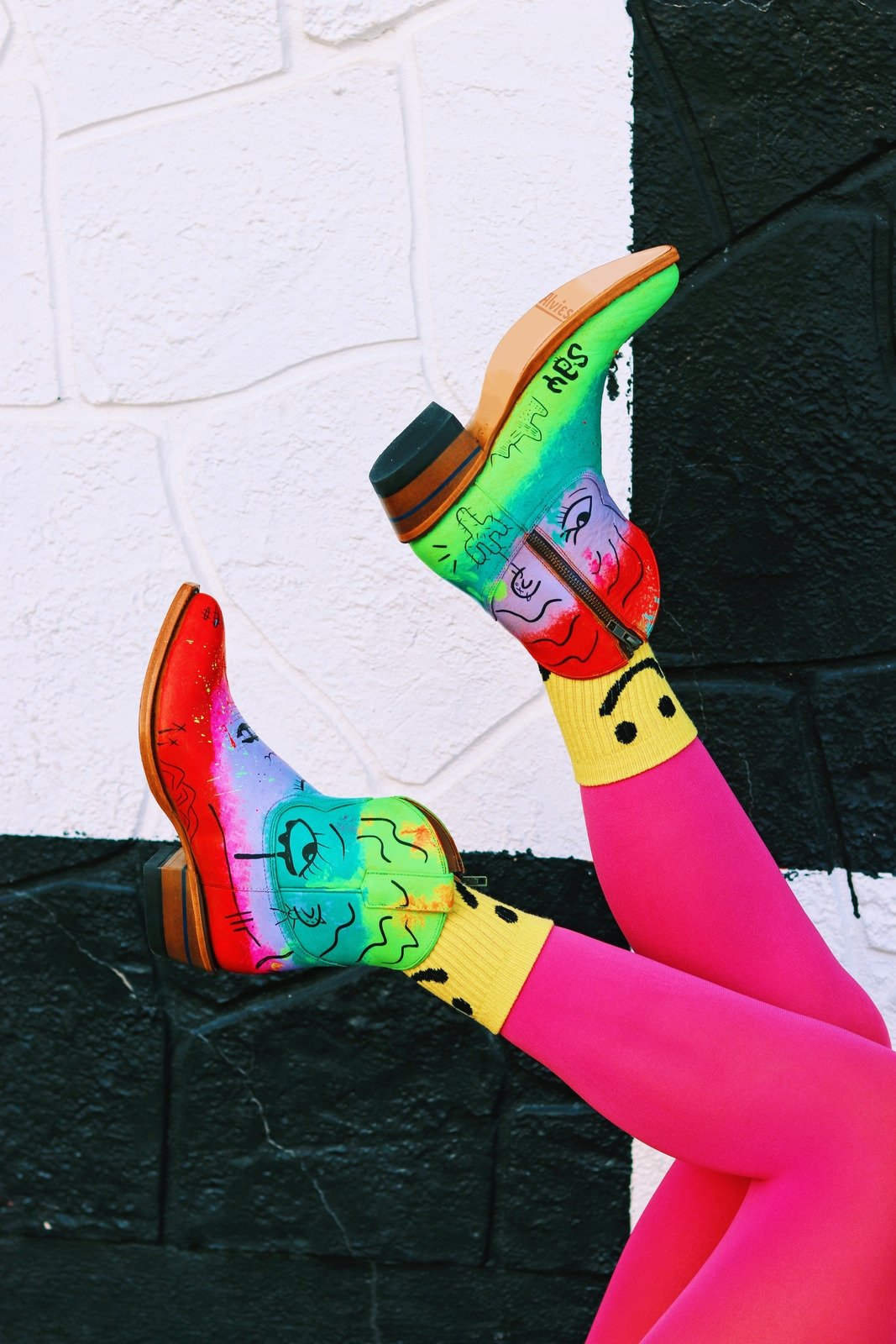 Artist Series - Jennay Say Qua - Alvies, Hand Painted Rainey Boot